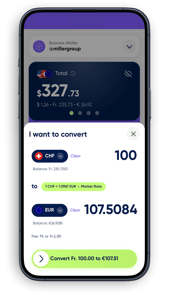 Firma β convert currencies at market rates